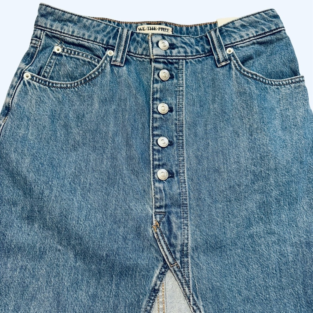 NWT New Free People We The Free Chani Denim Maxi Skirt Size 29 - Picture 3 of 8